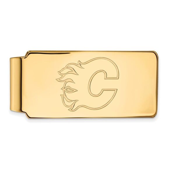10k Yellow Gold NHL Calgary Flames Money Clip - Picture 1 of 4
